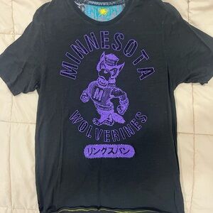 Ringspun Minnesota Wolverines Black and Purple Rhinestone Sparkle Graphic Tee